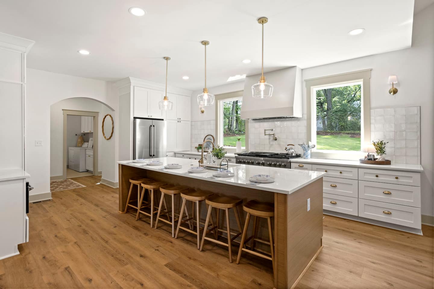 Bright kitchen with oversized island